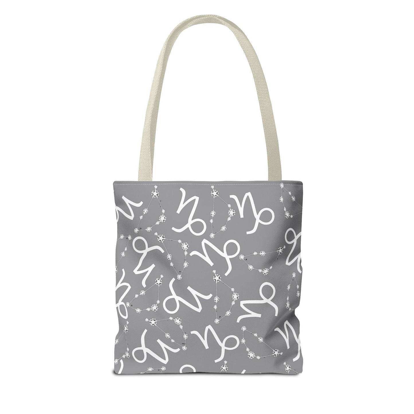 Tote Bag, Capricorn Zodiac Sign, AOP, (Grey, White)