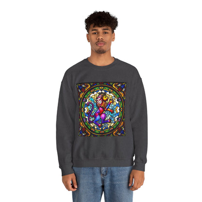 Unisex Heavy Blend™ Crewneck Sweatshirt, Glass, Leo Zodiac Design