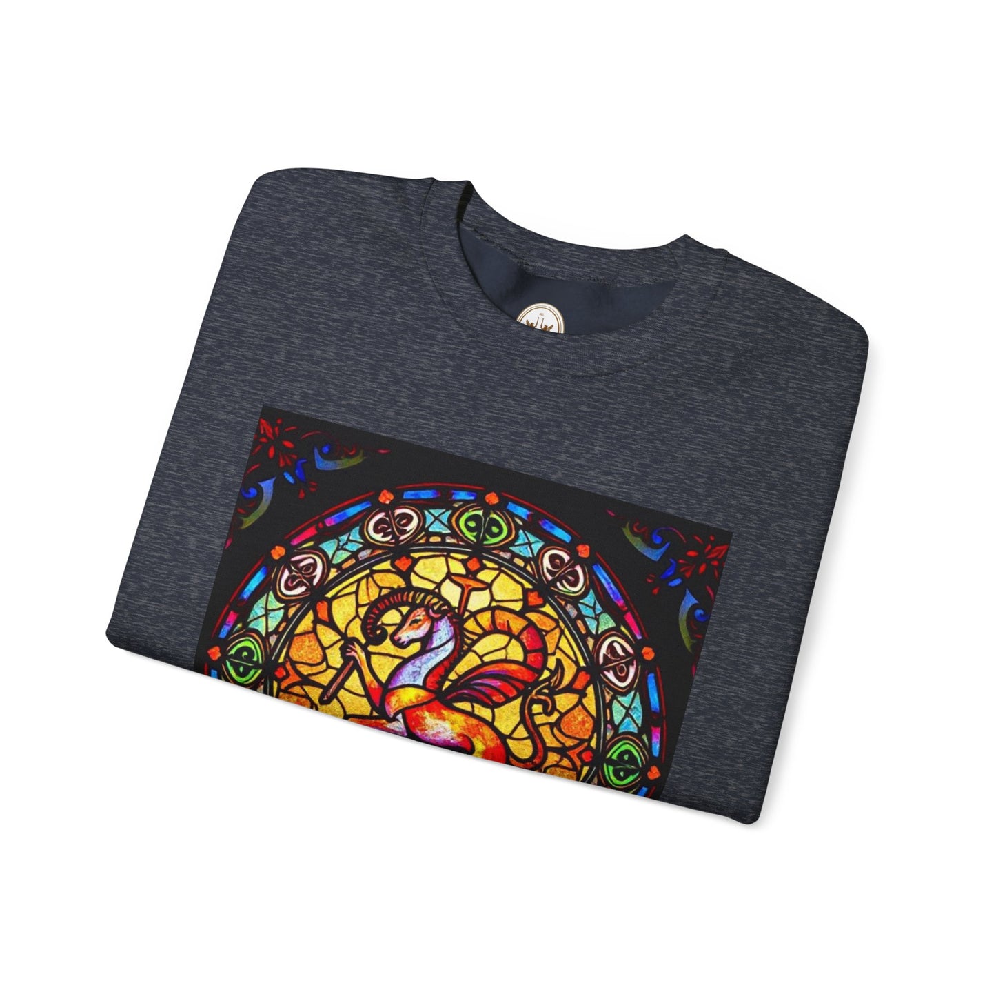 Unisex Heavy Blend™ Crewneck Sweatshirt, Glass 1, Aries Zodiac Design