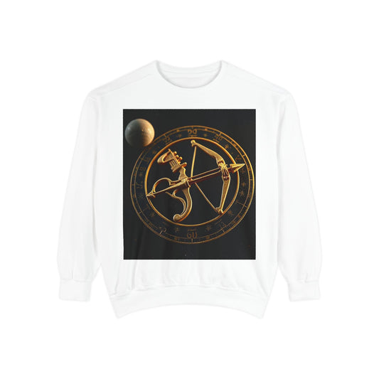 Garment-Dyed Sweatshirt, Unisex, Space Symbol Design, Sagittarius