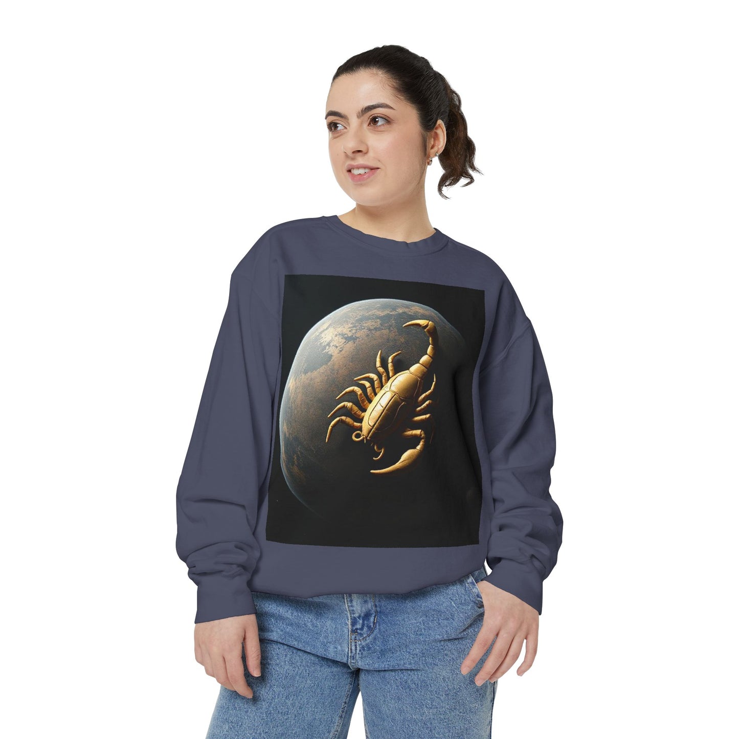 Garment-Dyed Sweatshirt, Unisex, Space Animal Design v1, Scorpio