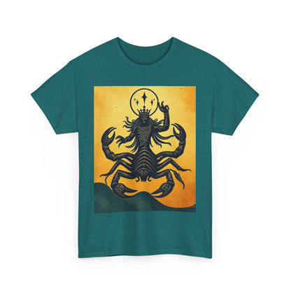 Unisex Heavy Cotton T-Shirt, Scorpion King, Print Art v1, Scorpio Zodiac Design