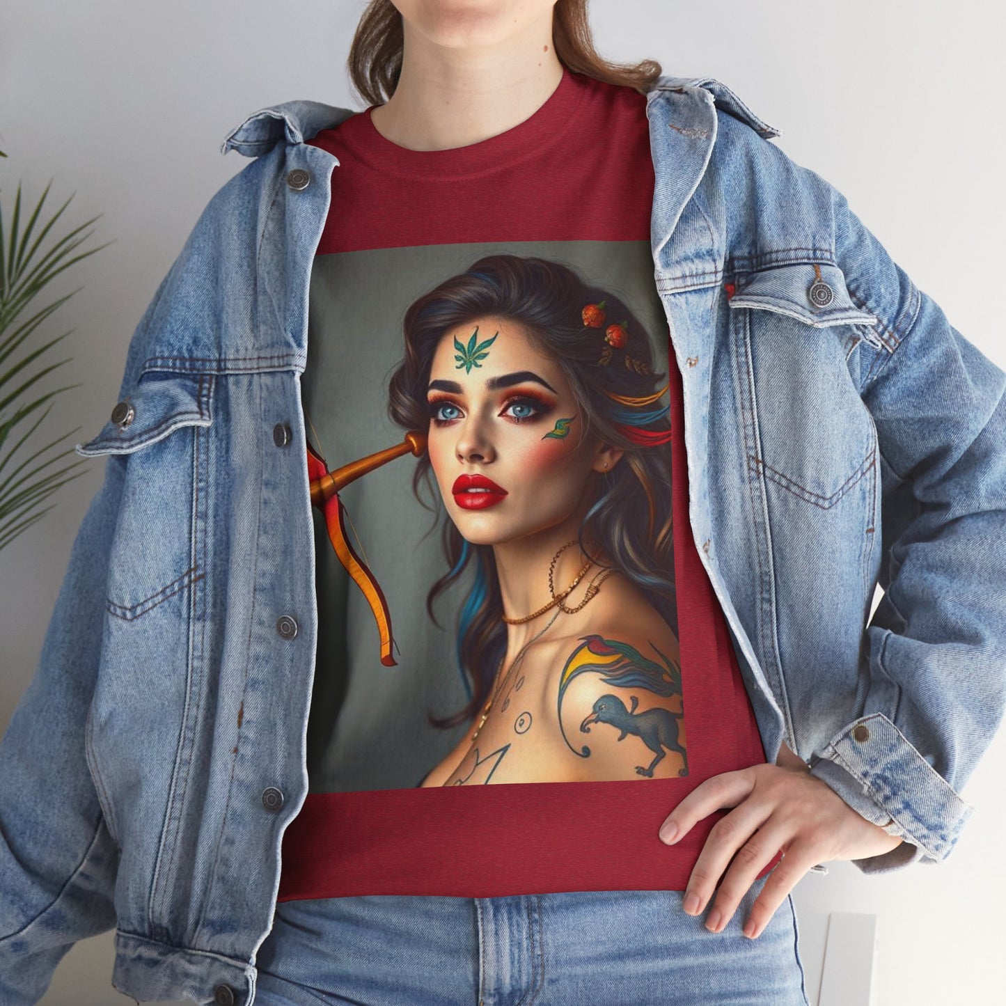 Unisex Heavy Cotton T-Shirt, Sagittarius, Zodiac v2, Sexy Art
