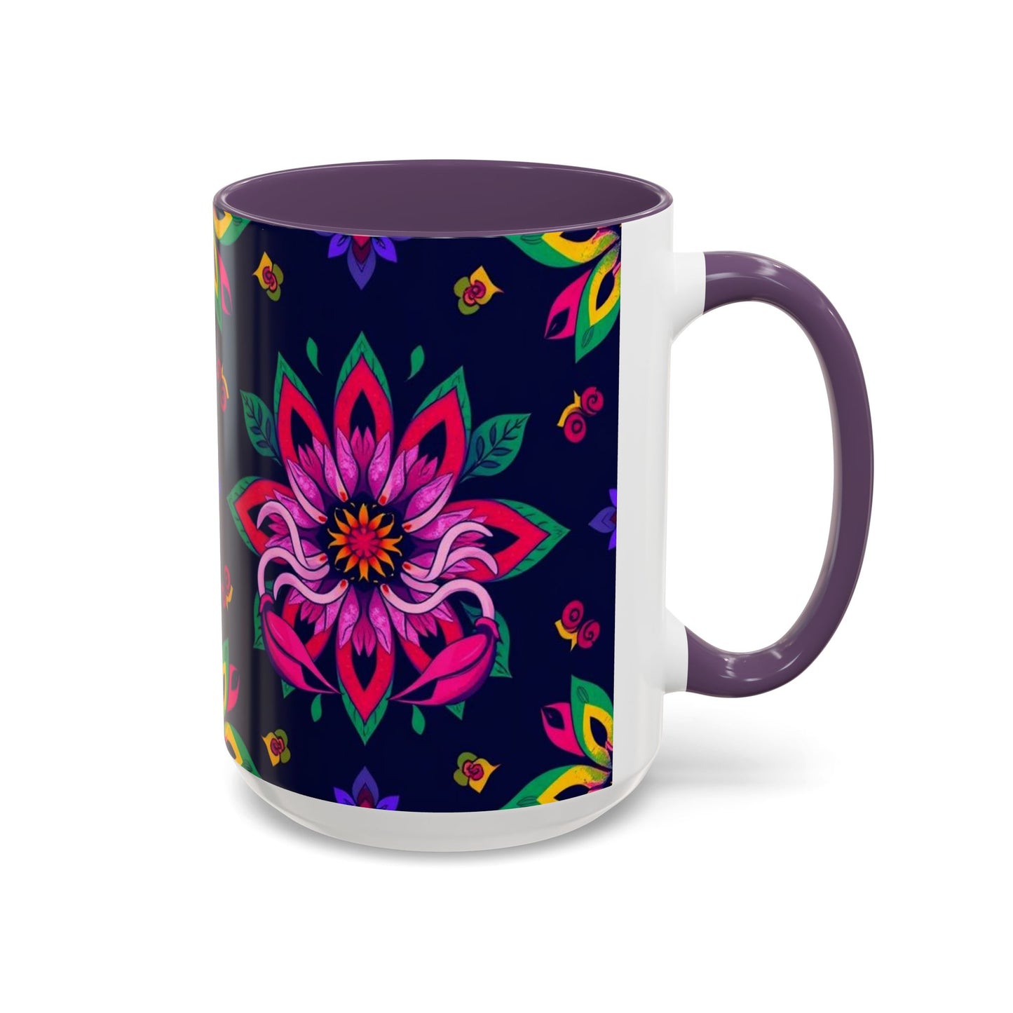 Accent Coffee Mug, Scorpio, Zodiac v4. Flower Pattern, (11, 15oz)