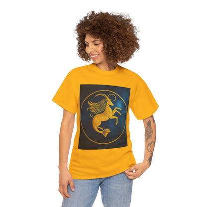 Unisex Heavy Cotton T-Shirt, Capricorn Animal v3, Symbol, Zodiac Design