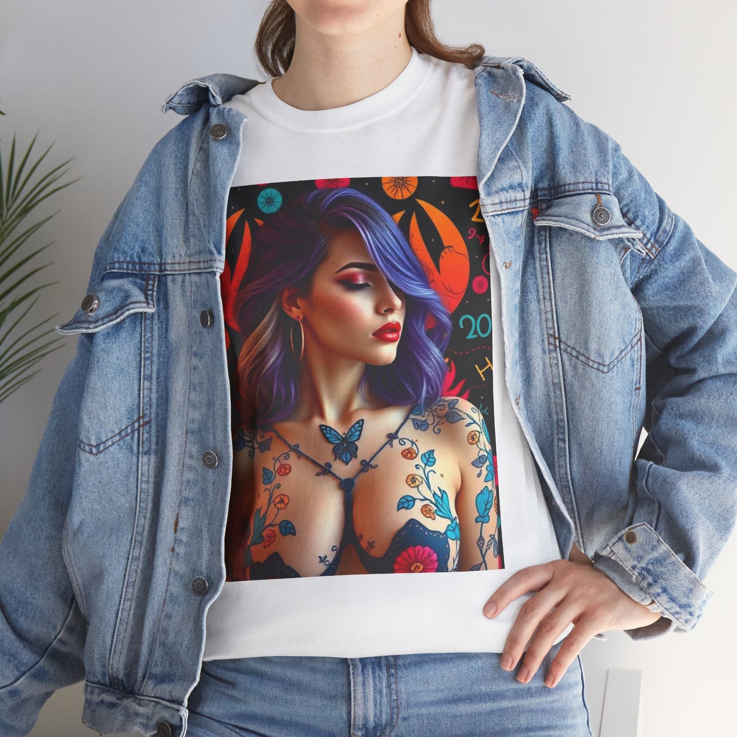 Unisex Heavy Cotton T-Shirt, Cancer, Zodiac, Sexy Art