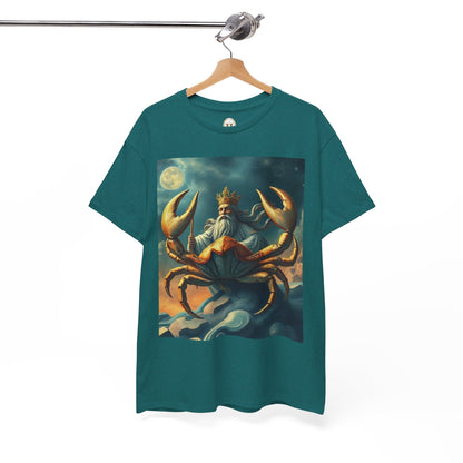 Unisex Heavy Cotton T-Shirt, Crustacean King, Cancer Zodiac Design