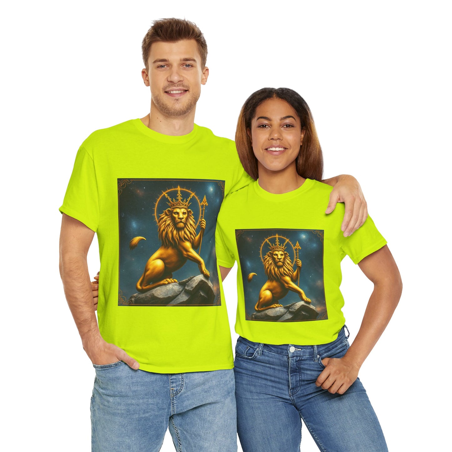Unisex Heavy Cotton T-Shirt, King of Lions, Leo Zodiac Design