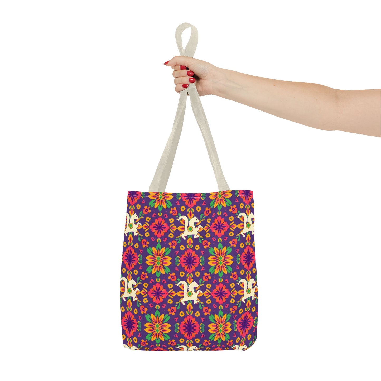 Tote Bag (AOP), Aquarius, Zodiac v2, Flower Pattern