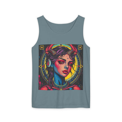 Unisex Garment-Dyed, Tank Top, Scorpio Design, Pop Art, 100% US cotton