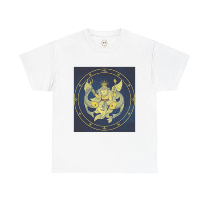 Unisex Heavy Cotton T-Shirt, King of Pisces, Zodiac Design