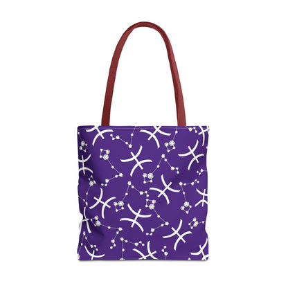 Tote Bag, Pisces Zodiac Sign, AOP, (Purple, White)