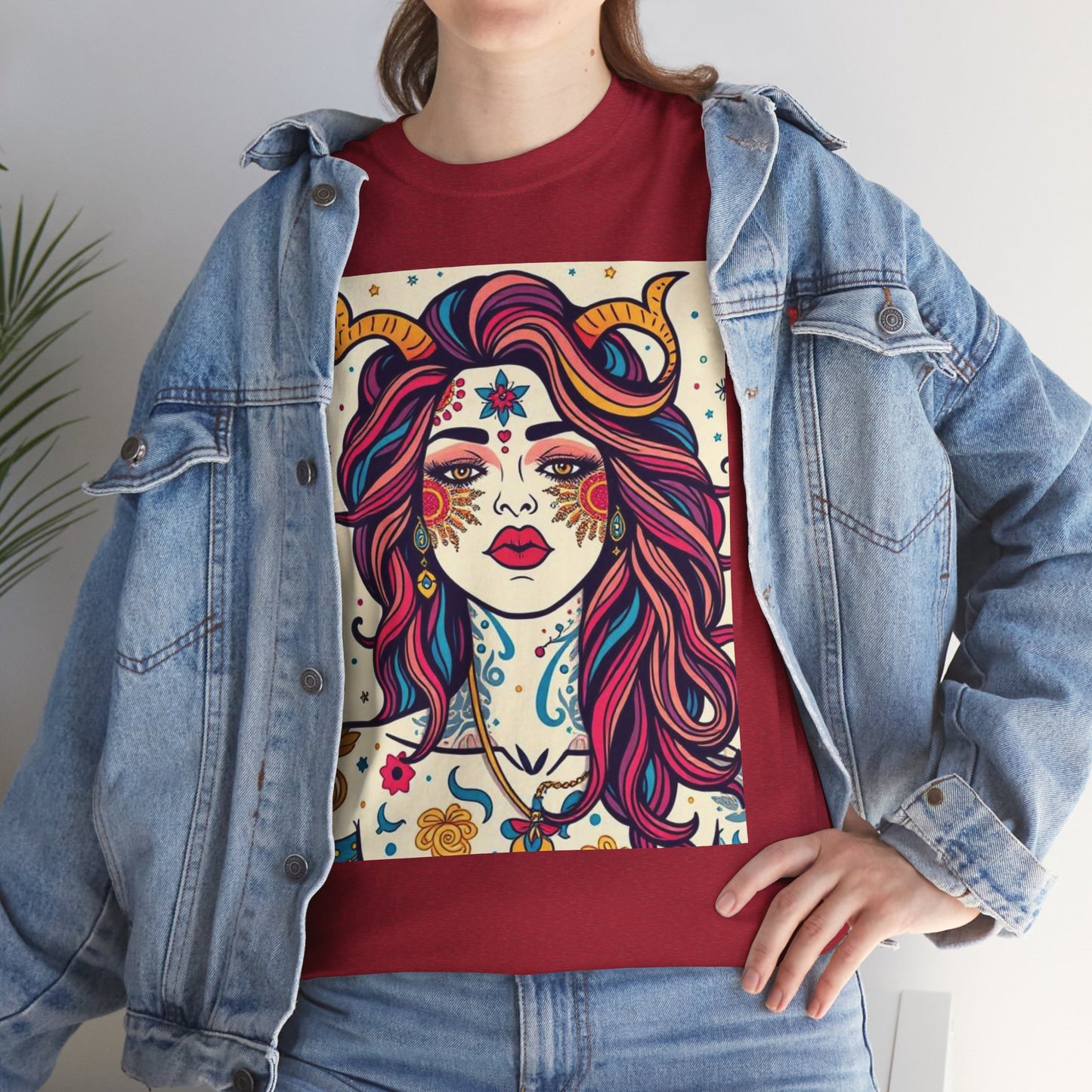 Unisex Heavy Cotton T-Shirt, Virgo, Zodiac v3, Sexy Art