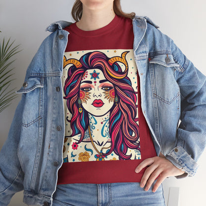 Unisex Heavy Cotton T-Shirt, Virgo, Zodiac v3, Sexy Art