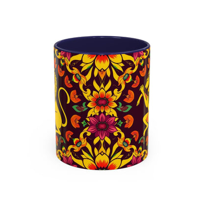 Accent Coffee Mug, Virgo, Zodiac v1. Flower Pattern, (11, 15oz)