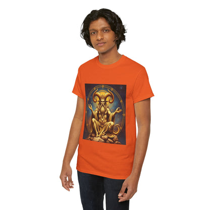 Unisex Heavy Cotton T-Shirt, On The Throne, Taurus Zodiac Design