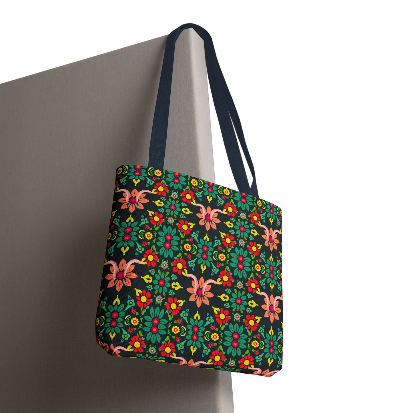 Tote Bag, (AOP), Aquarius, Zodiac v1, Flower Pattern