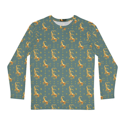Men's Long Sleeve Shirt, (AOP), Capricorn, Zodiac v1, Pattern