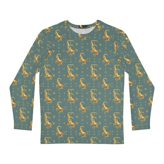 Men's Long Sleeve Shirt, (AOP), Capricorn, Zodiac v1, Pattern
