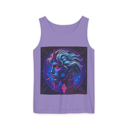 Unisex Garment-Dyed, Tank Top, Gemini, Pop Art v1, 100% US cotton