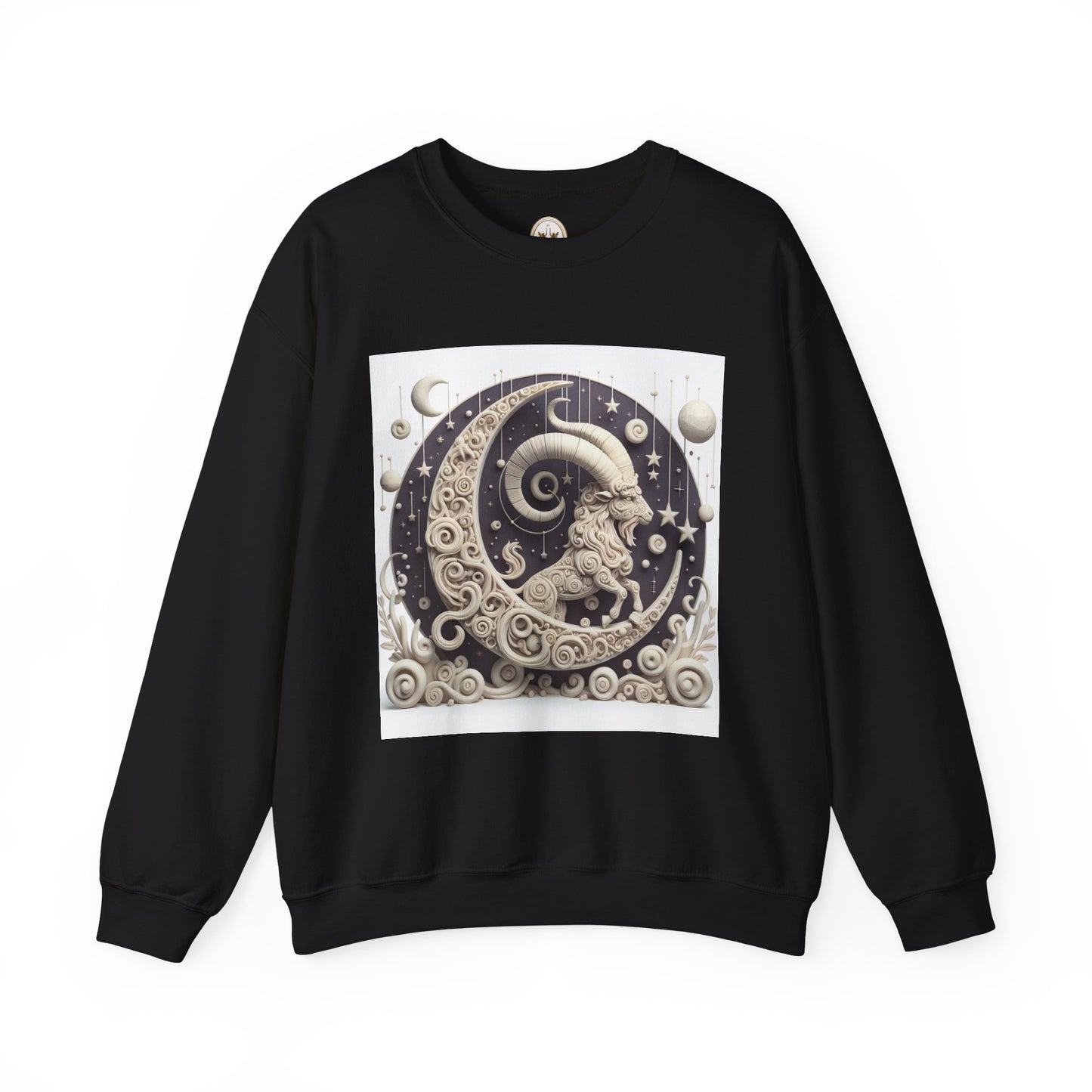 Unisex Heavy Blend™ Crewneck Sweatshirt, Stone Moon, Capricorn Zodiac Design
