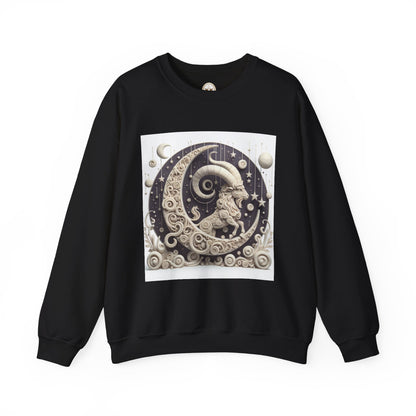 Unisex Heavy Blend™ Crewneck Sweatshirt, Stone Moon, Capricorn Zodiac Design