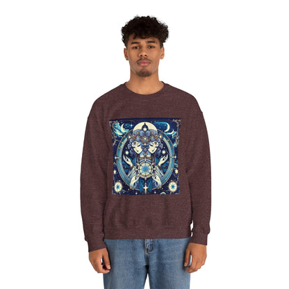 Unisex Heavy Blend™ Crewneck Sweatshirt,Twin Body, Gemini Zodiac Design