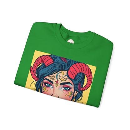 Unisex Heavy Blend™ Crewneck Sweatshirt, Aries, Zodiac v2, Sexy Pattern