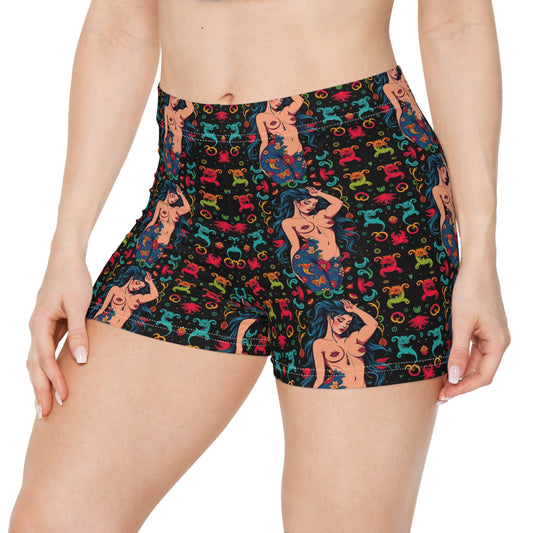 Women's Shorts, (AOP), Aquarius, Zodiac v1, Sexy Pattern