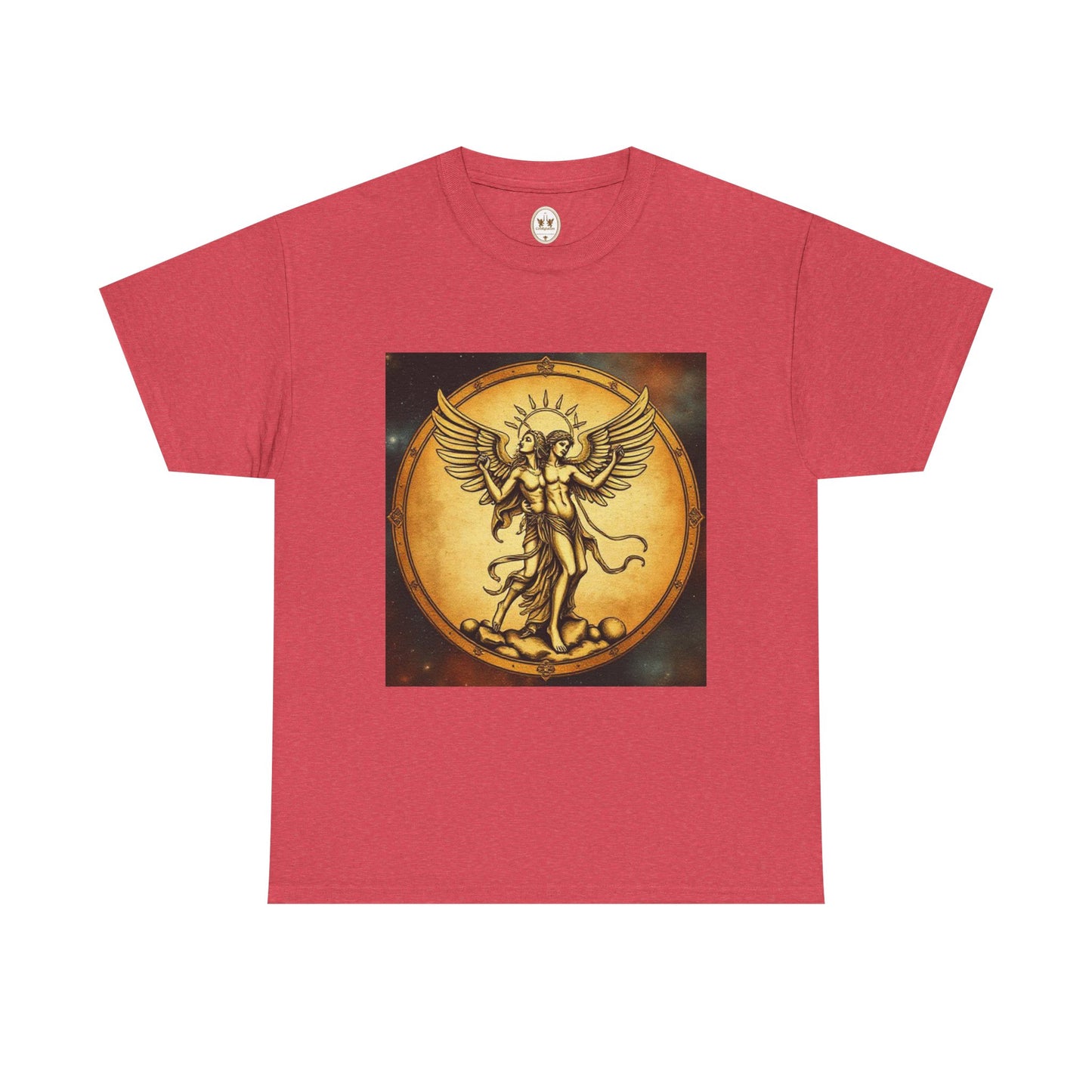 Unisex Heavy Cotton T-Shirt, Twin Angel v1, Gemini Zodiac Design