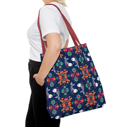 Tote Bag (AOP), Pisces, Zodiac, Flower Pattern