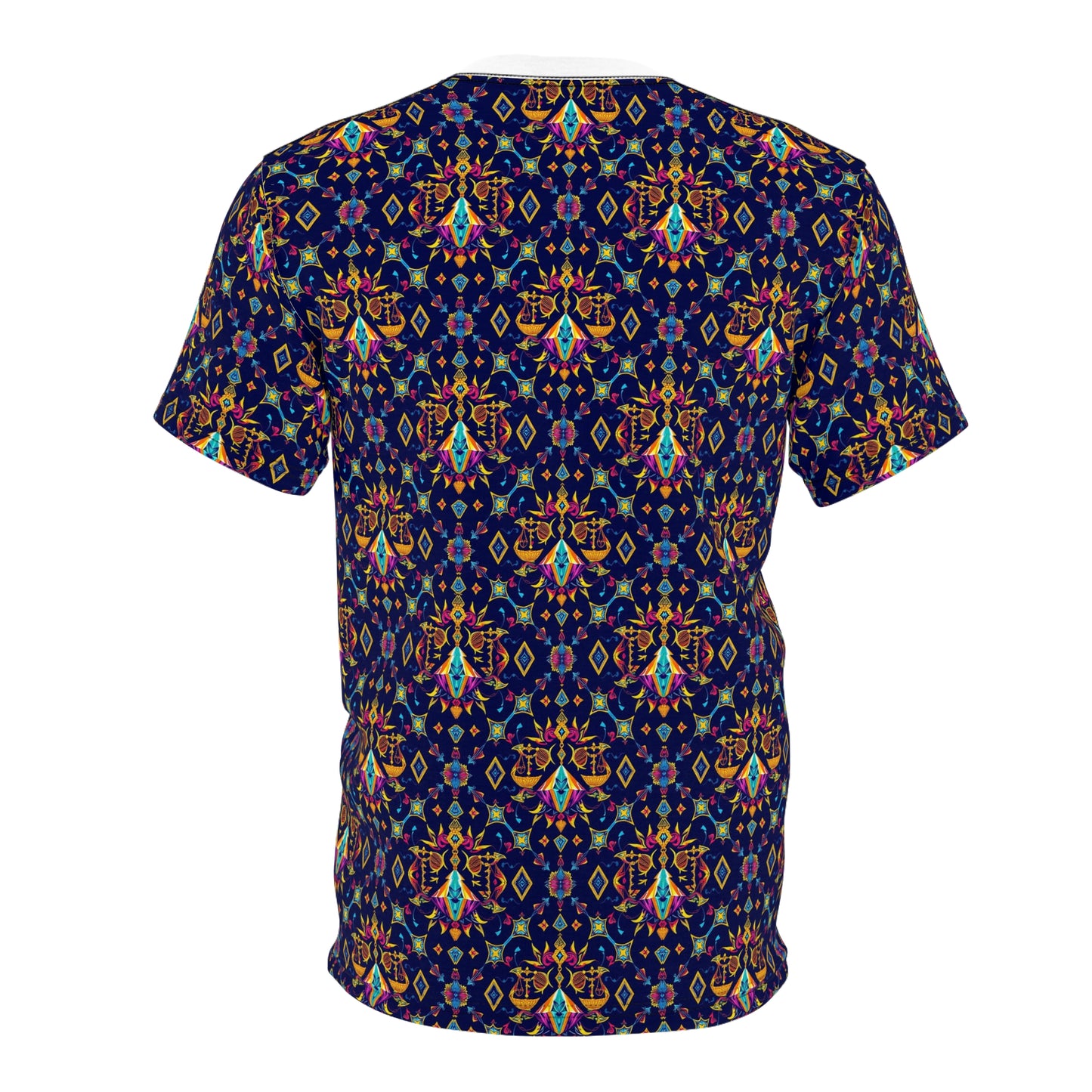 Unisex Cut & Sew T-Shirt, (AOP), Libra, Zodiac v3, Jewels Pattern