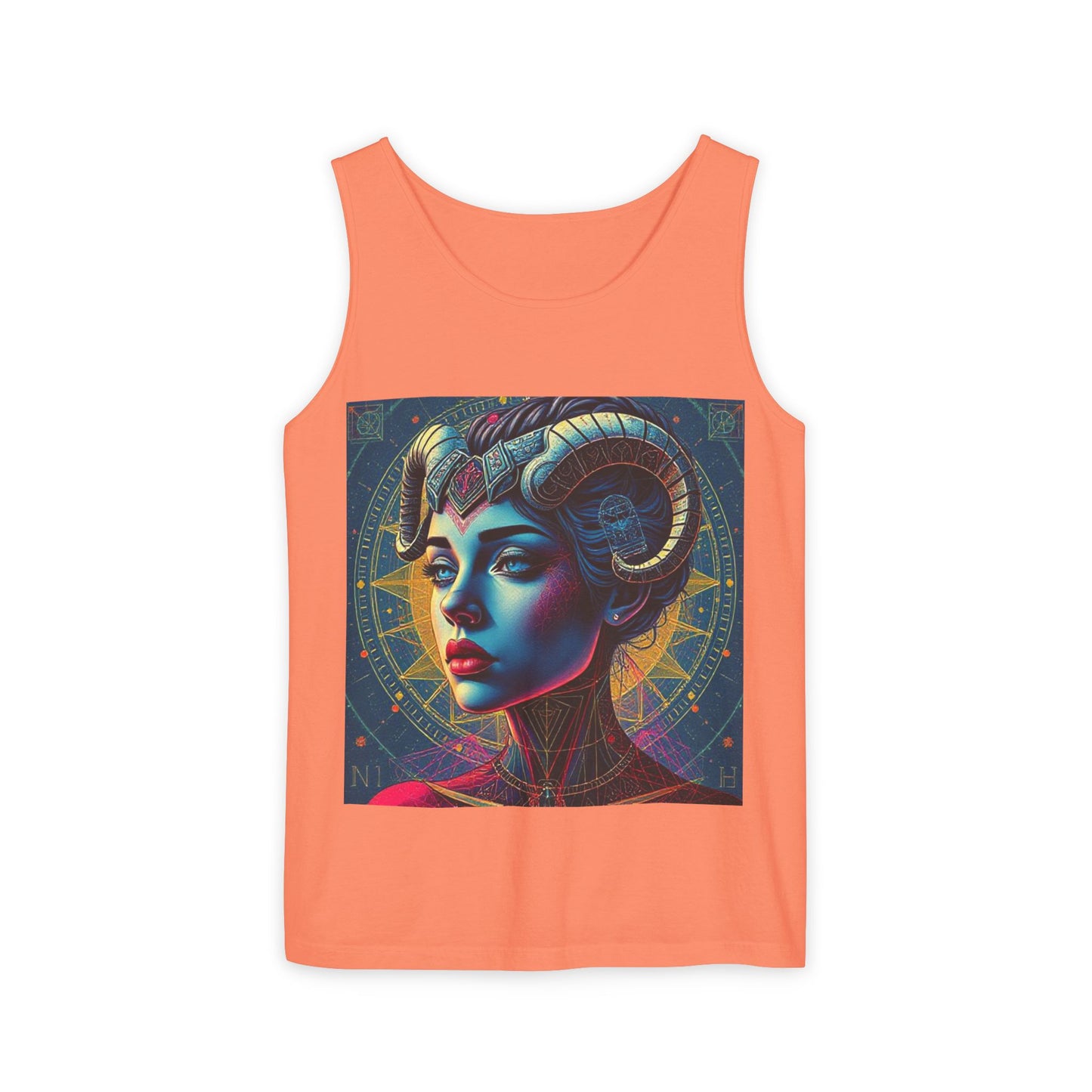 Unisex Garment-Dyed, Tank Top, Aries Design, Pop Art v1, 100% Ringspun US cotton