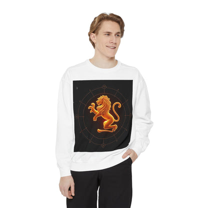 Garment-Dyed Sweatshirt, Unisex, Space Animal Design v1, Leo