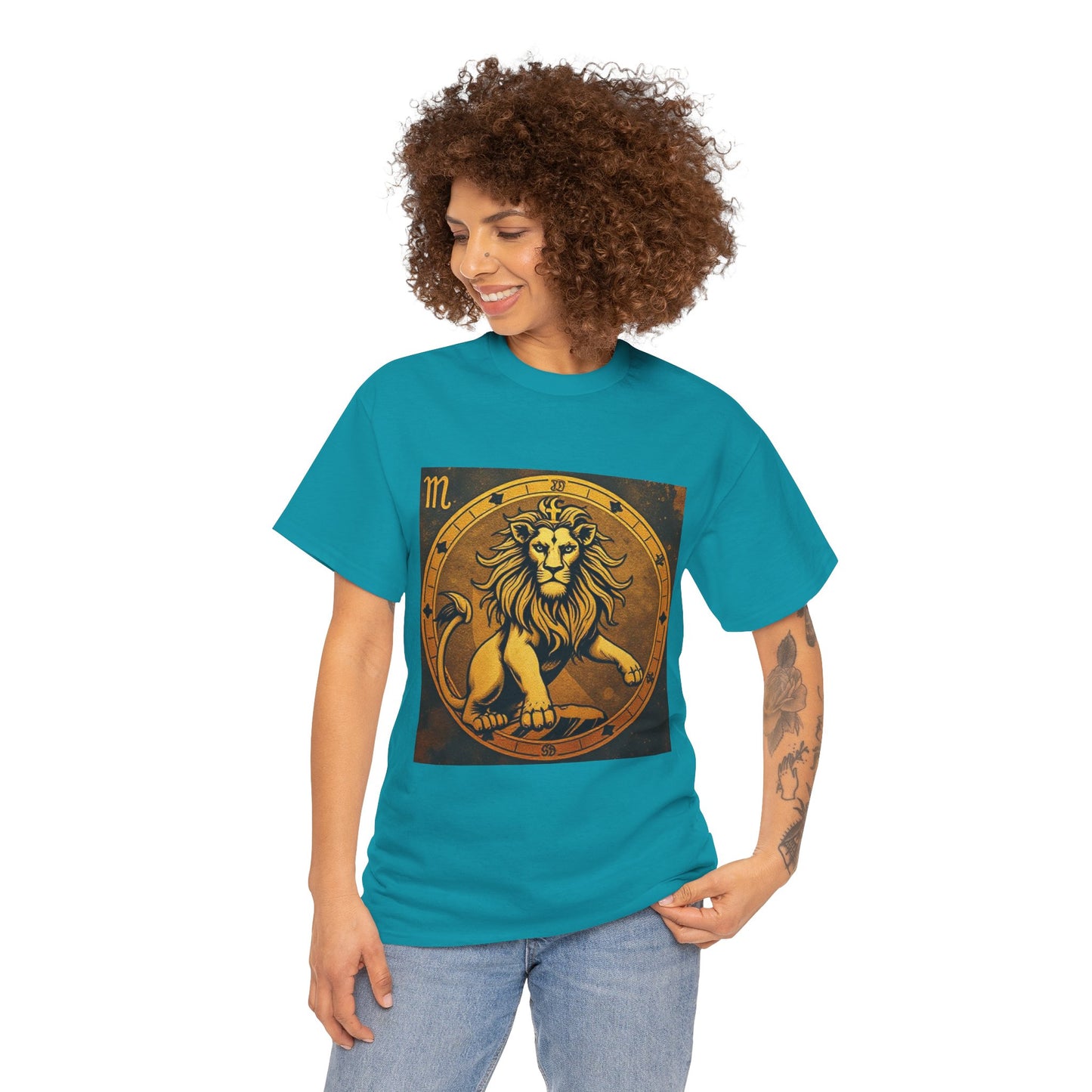Unisex Heavy Cotton T-Shirt, Gold Lion, Leo Zodiac Design
