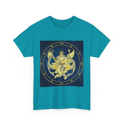 Unisex Heavy Cotton T-Shirt, King of Pisces, Zodiac Design