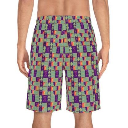 Men's Board Shorts, (AOP), Aquarius, Zodiac, Shape Pattern