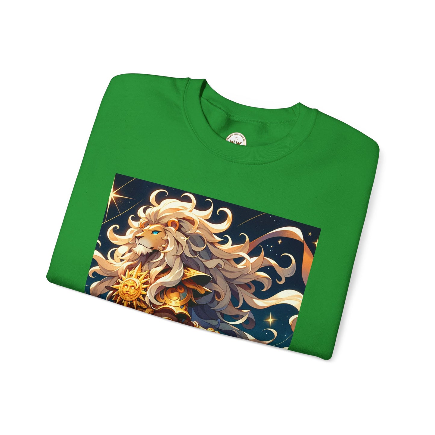 Unisex Heavy Blend™ Crewneck Sweatshirt,Cool Lion with White Hair, Leo Zodiac Design