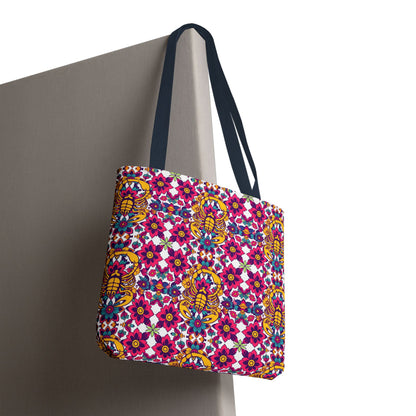 Tote Bag, (AOP), Scorpio, Zodiac v4, Flower Pattern