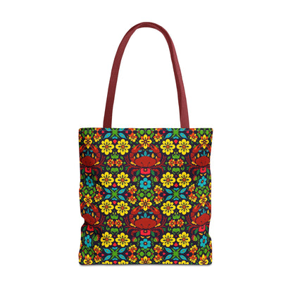 Tote Bag, (AOP), Cancer, Zodiac v4, Flower Pattern
