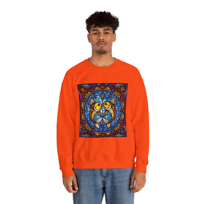 Unisex Heavy Blend™ Crewneck Sweatshirt, Glass 1, Pisces Zodiac Design