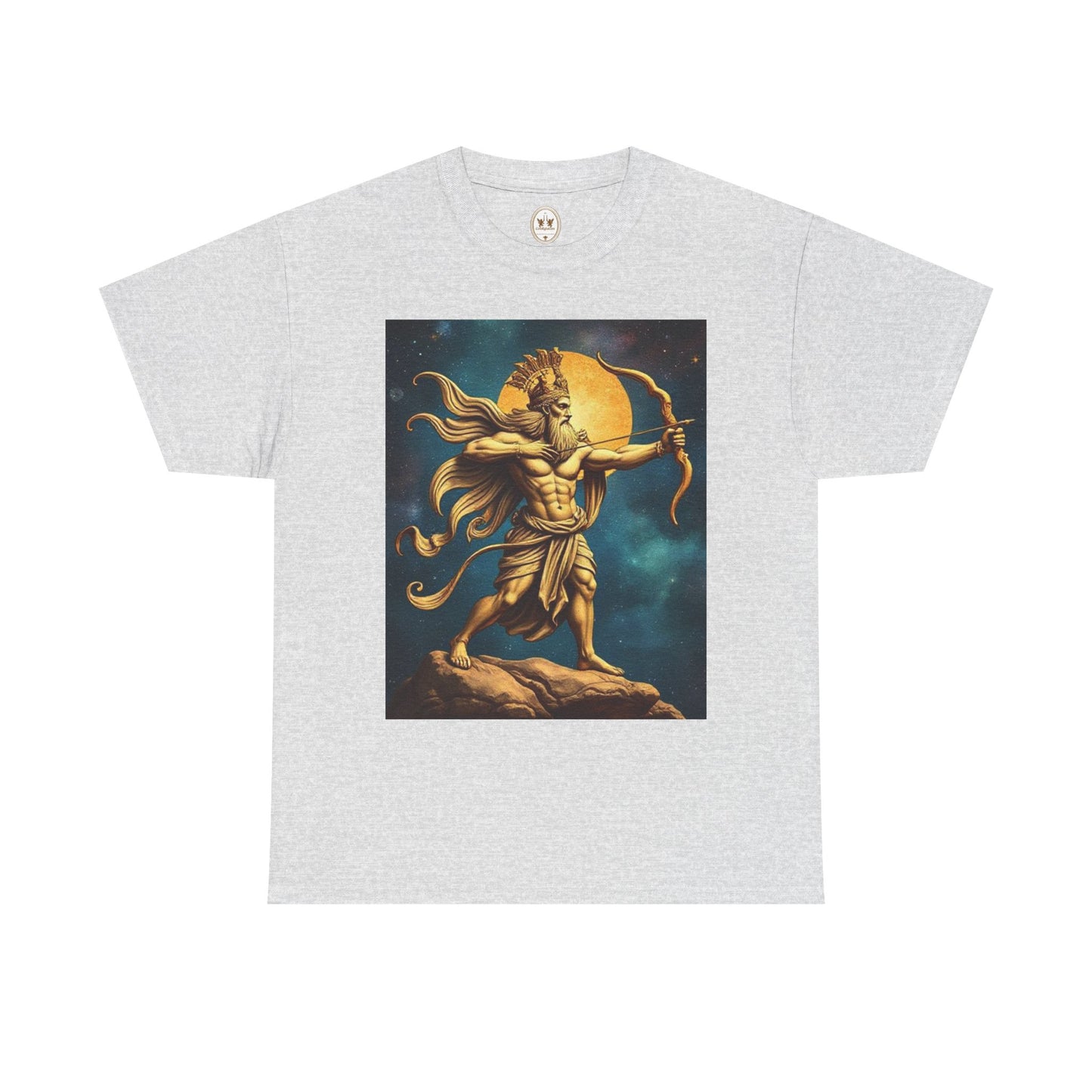 Unisex Heavy Cotton T-Shirt, Midnight Arrow, Sagittarius Zodiac Design