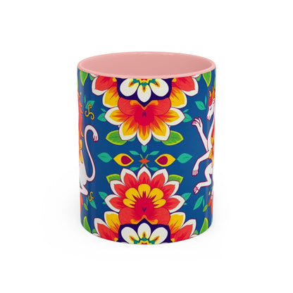 Accent Coffee Mug, Virgo, Zodiac v3. Flower Pattern, (11, 15oz)