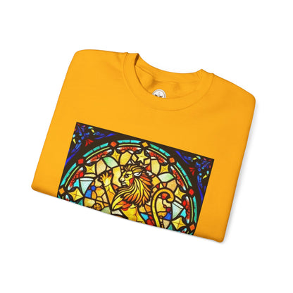 Unisex Heavy Blend™ Crewneck Sweatshirt, Glass 1, Leo Zodiac Design