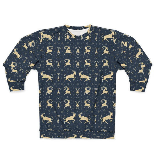 Unisex Sweatshirt, Zodiac Design, Pattern, Capricorn, AOP