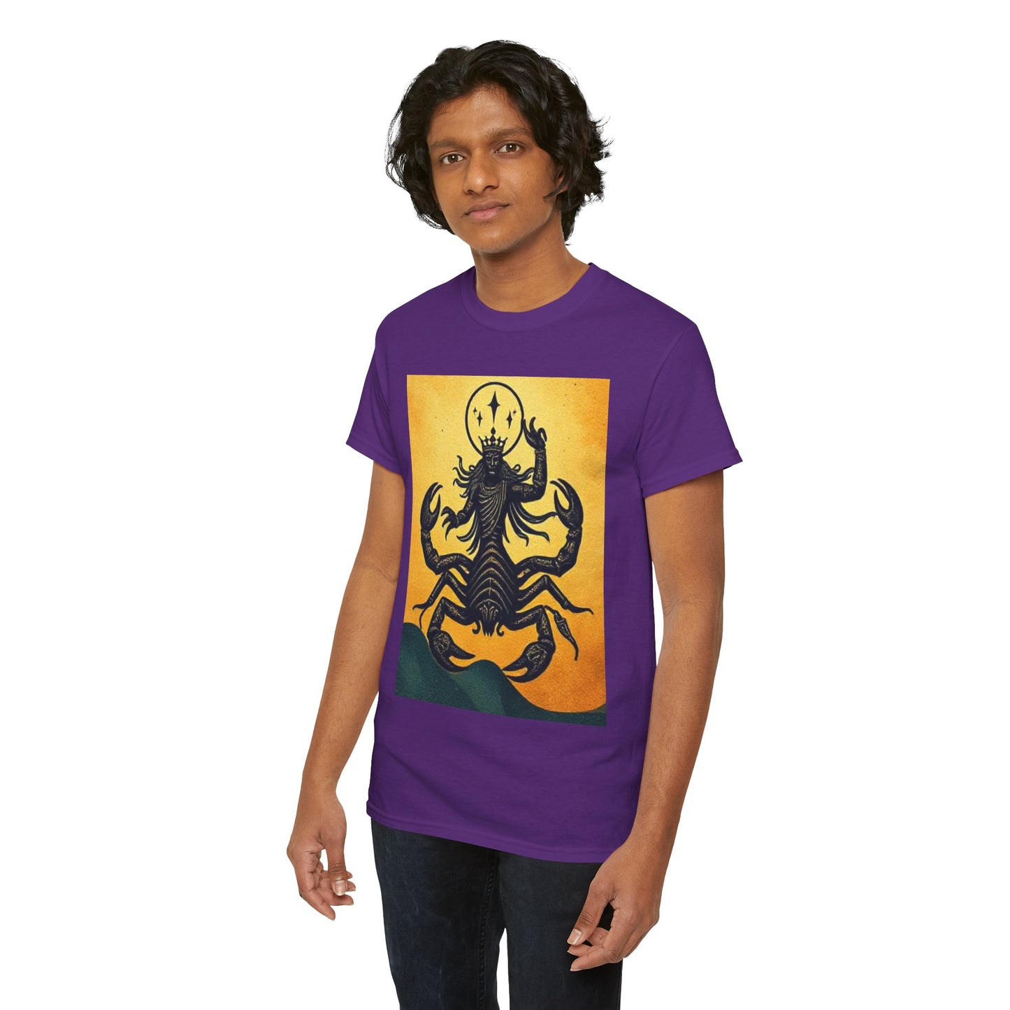 Unisex Heavy Cotton T-Shirt, Scorpion King, Print Art v1, Scorpio Zodiac Design