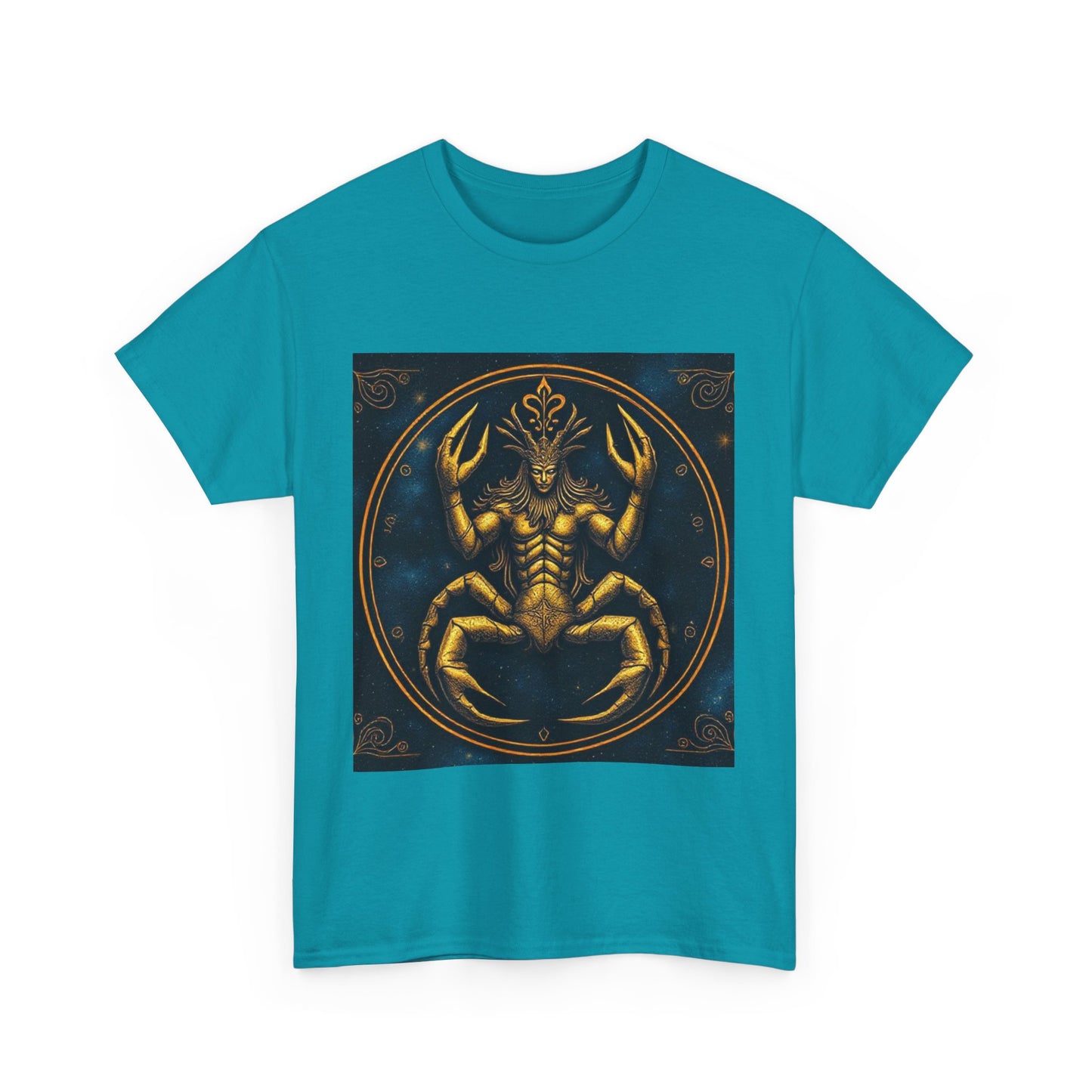 Unisex Heavy Cotton T-Shirt, Scorpion King 1v, Cancer Zodiac Design