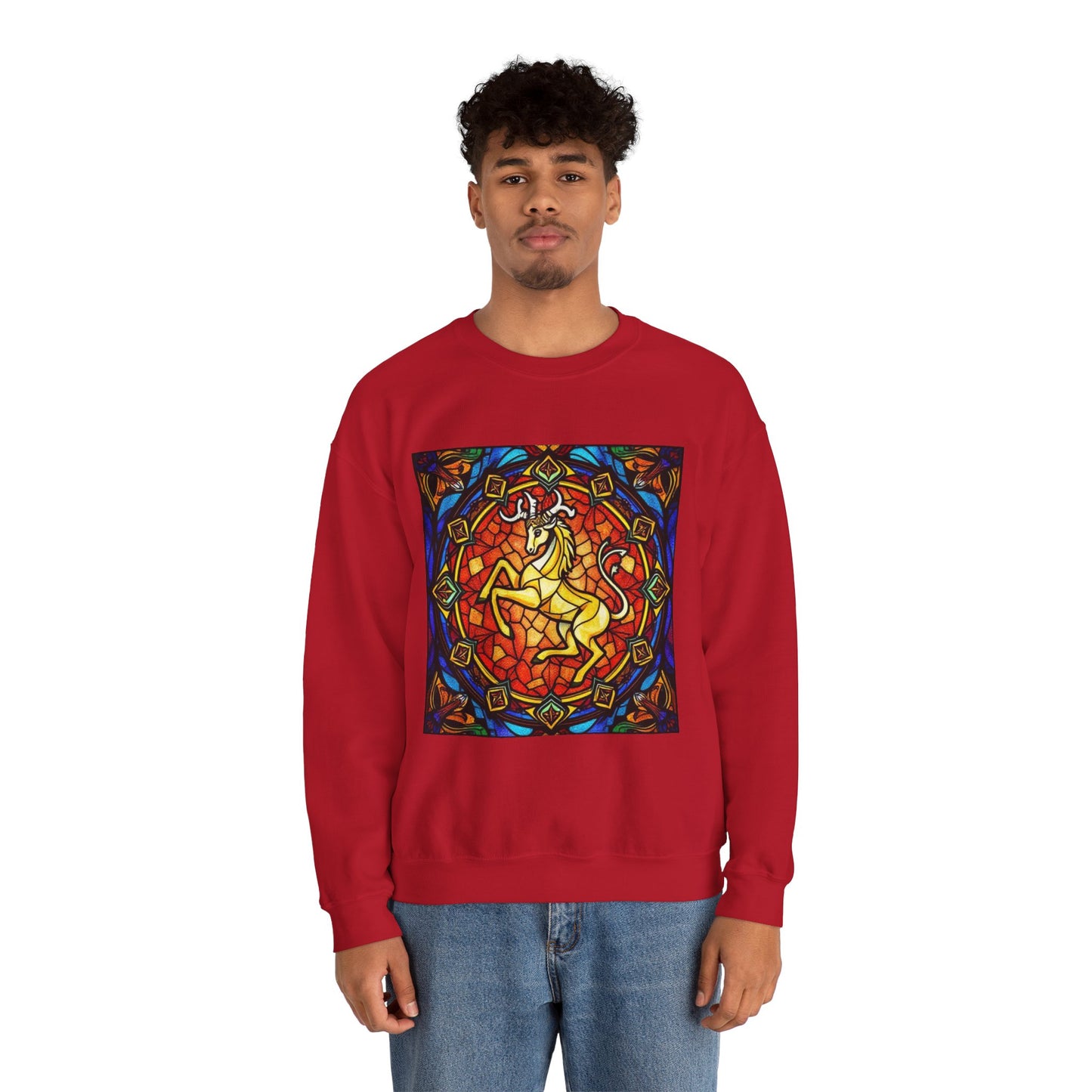 Unisex Heavy Blend™ Crewneck Sweatshirt, Glass 1, Capricorn Zodiac Design