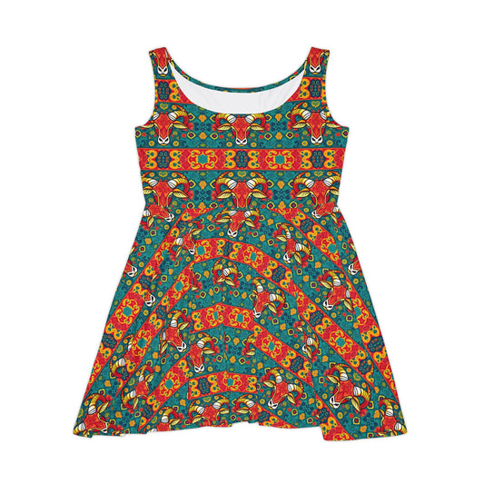 Women's Skater Dress, AOP, Zodiac v1, Taurus, Pattern