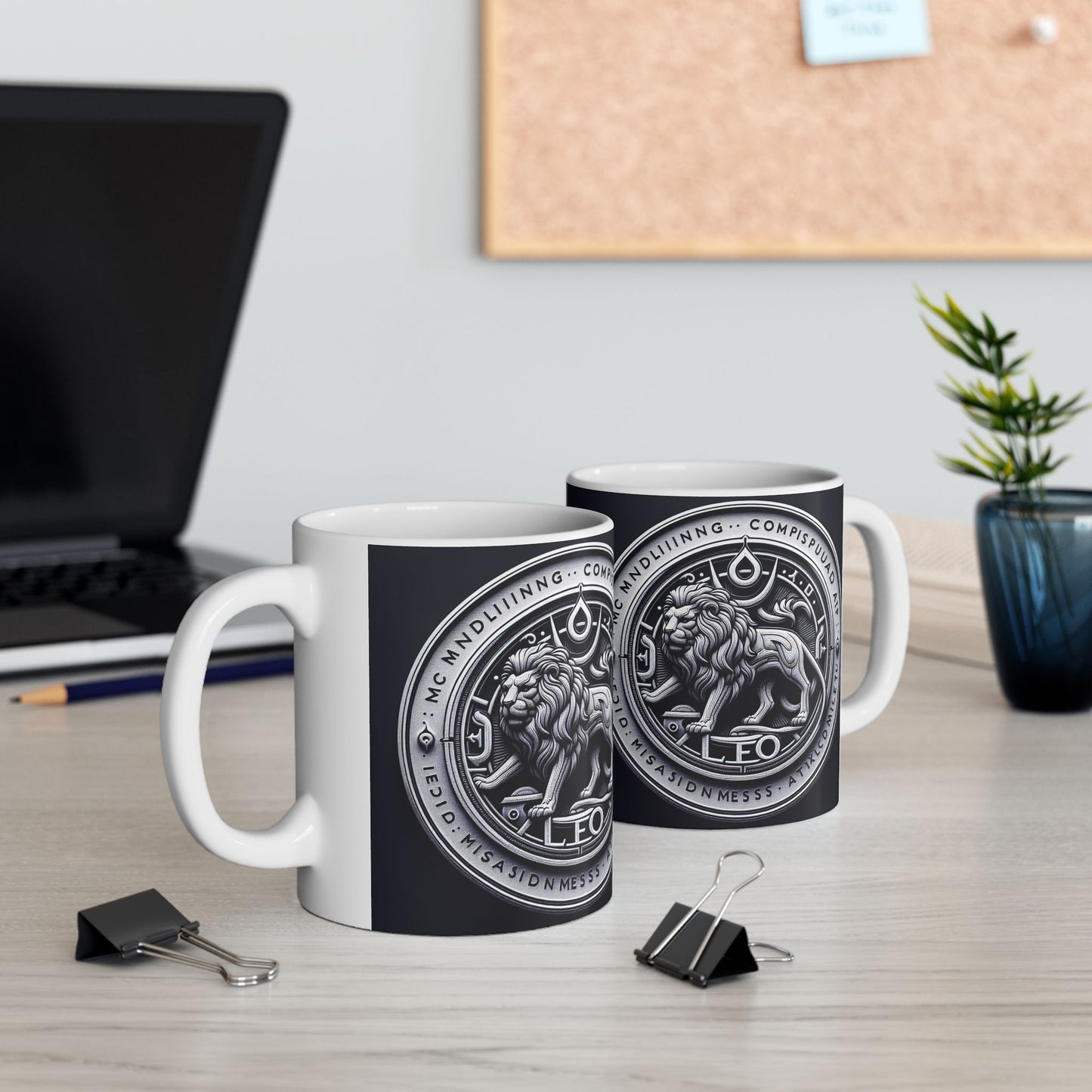 Ceramic Mug, (11oz, 15oz), Ceramic Coffee Mug, Sliver Lion, Leo Zodiac Design